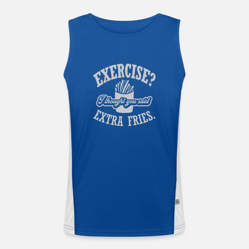 Exercise Extra Fries Zitat Funktionelles Kontrast-Tank Top für Männer 