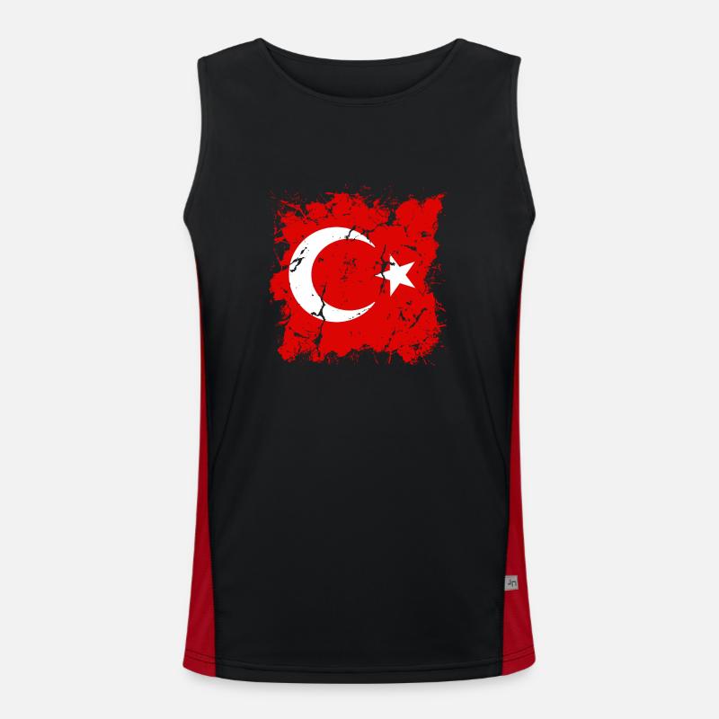 Drapeau de Turquie Utilisé Look Drapeau Turc Vintage Débardeur respirant contrasté Homme 
