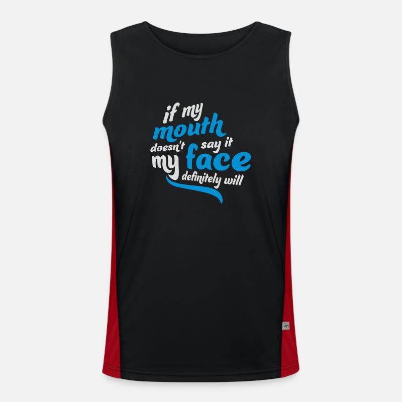 my face definitely will - Men's Functional Contrast Tank Top - black/red