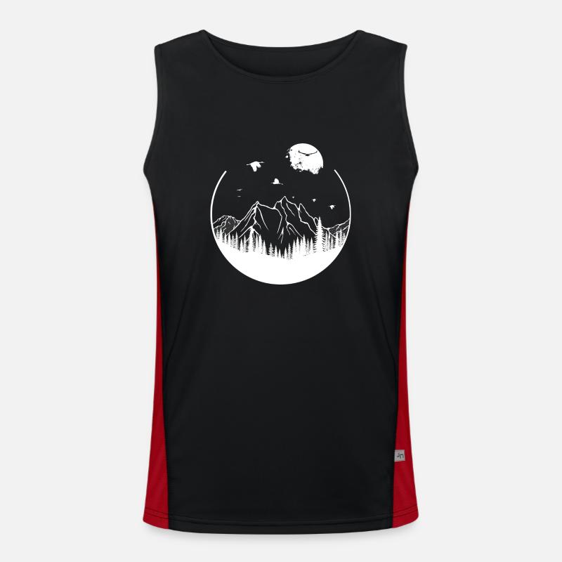 Geometric shape tree mountains - Men's Functional Contrast Tank Top - black/red
