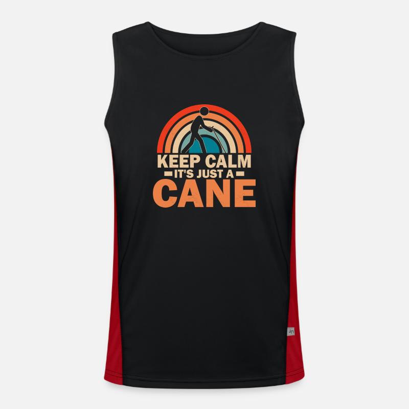 Keep Calm It's Just A Cane Braille Blindness Men's Functional Contrast Tank Top 