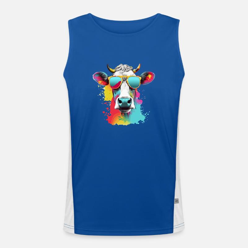 Acki die coole Kuh Funktionelles Kontrast-Tank Top für Männer 