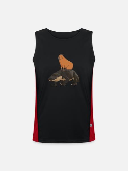 Capybara krokodille - Funktionel kontrast tanktop til herrer  - sort/rød