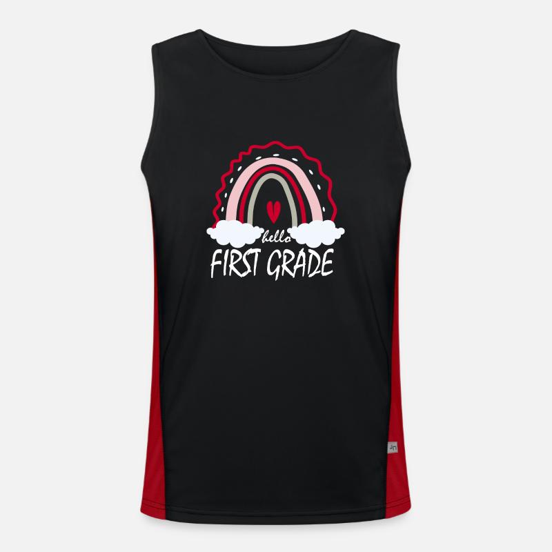 Hello First Grade Gift - Men's Functional Contrast Tank Top - black/red