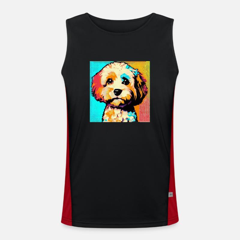 Cavapoo Pop Art - Men's Functional Contrast Tank Top  - black/red