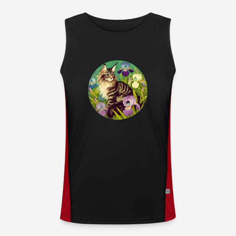 Braun getigerte Katze Iris Funktionelles Kontrast-Tank Top für Männer 