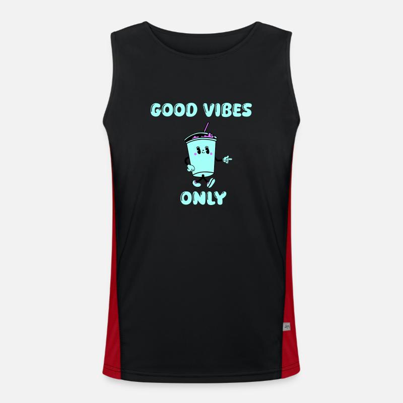 drink cartoon vibes - Men's Functional Contrast Tank Top  - black/red