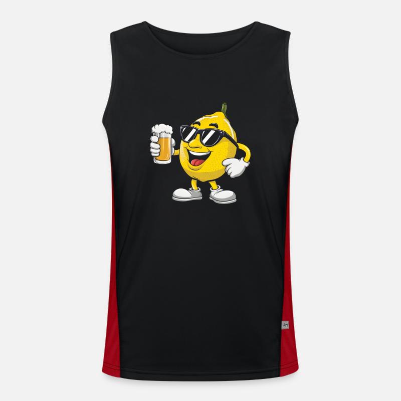 Zitrone Trinken Bier Funktionelles Kontrast-Tank Top für Männer 