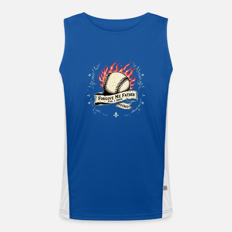 Pardonne-moi Père Baseball Pitcher Flame Design Débardeur respirant contrasté Homme 