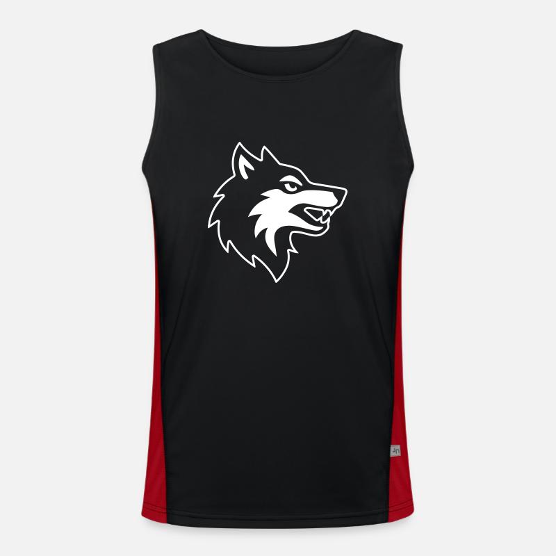 Wolf head logo icon - Men's Functional Contrast Tank Top - black/red