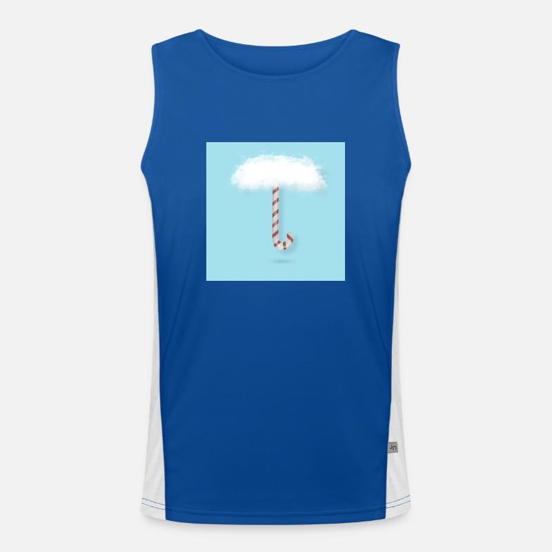 Candy Cane with Clouds Men's Functional Contrast Tank Top 
