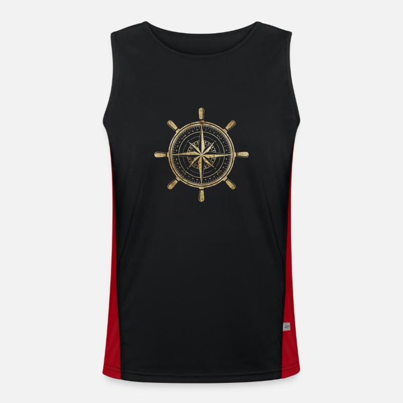 Compass in gold - Men's Functional Contrast Tank Top  - black/red