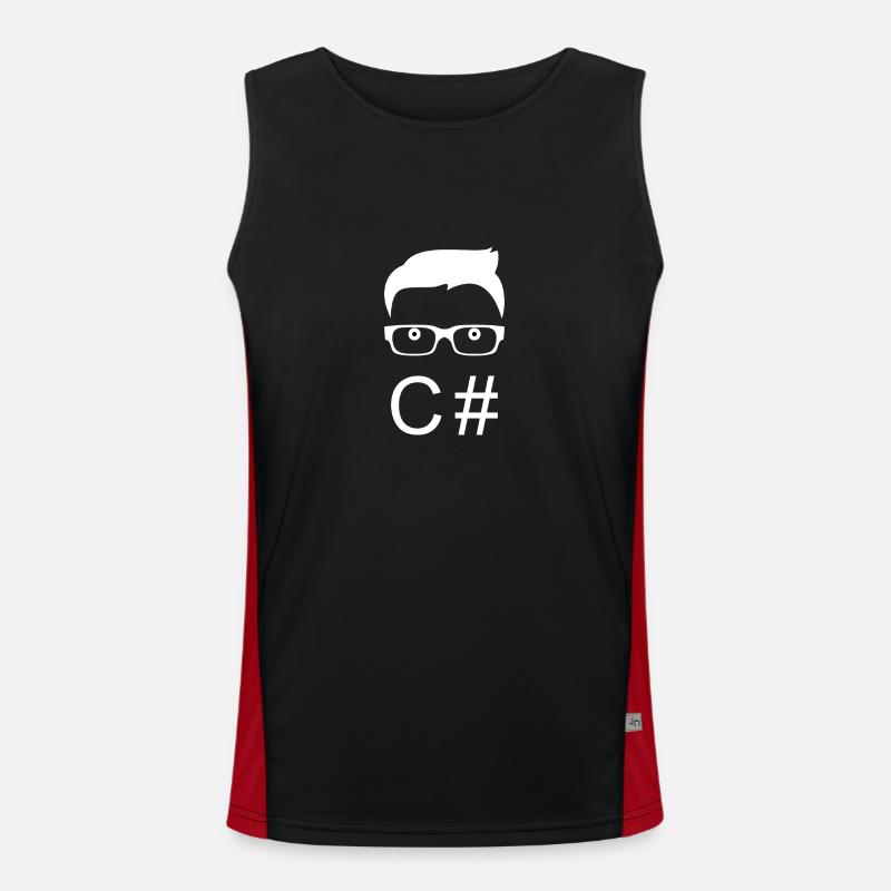 See Sharp C# C-Sharp - Men's Functional Contrast Tank Top  - black/red