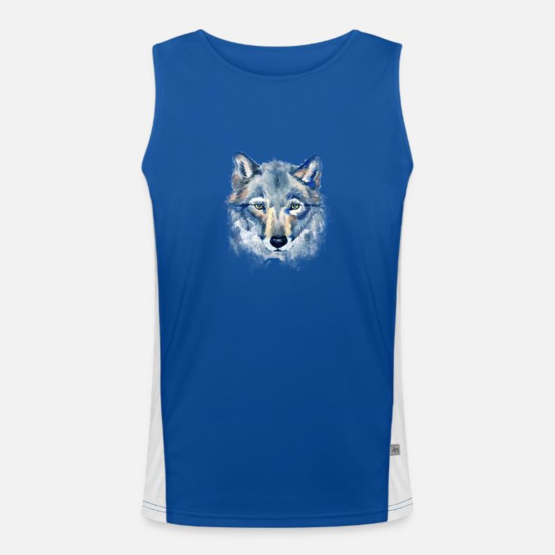 Kunst Wolf Funktionelles Kontrast-Tank Top für Männer 