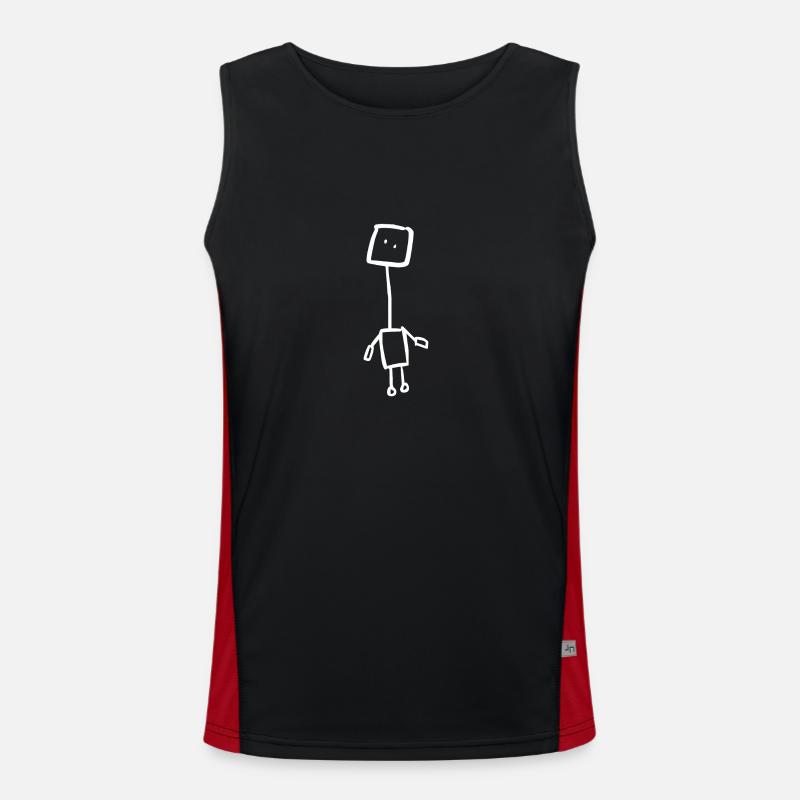 Crazy Robot (White) - Men's Functional Contrast Tank Top  - black/red