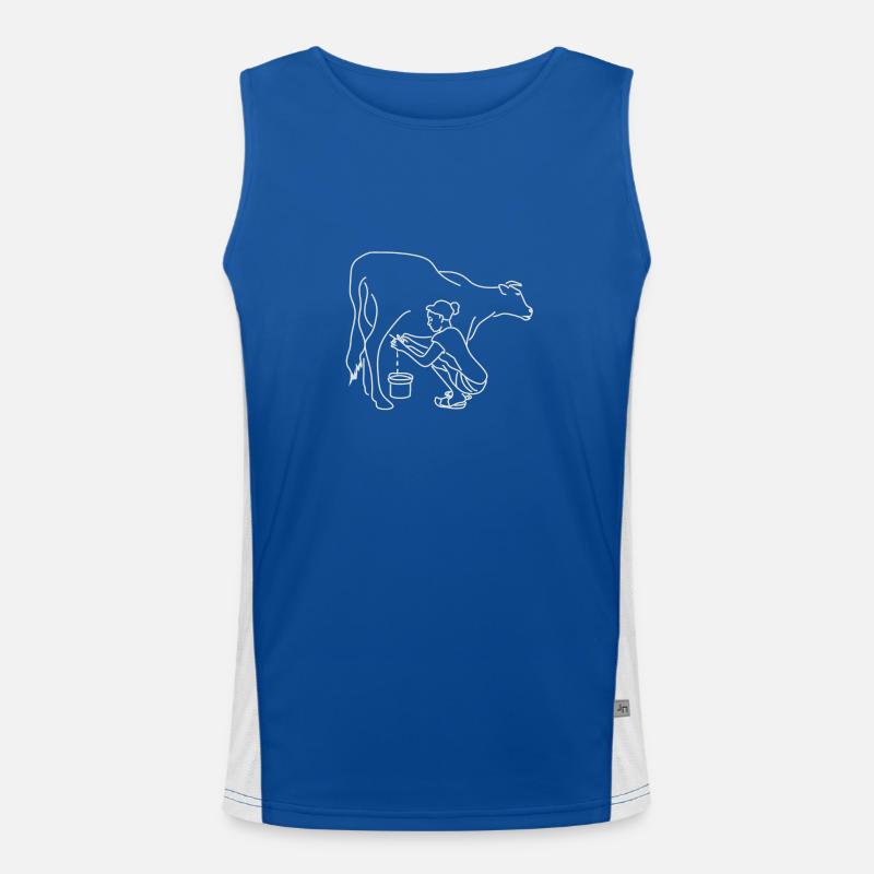 Cow milk farm cows stall gift idea milk Men's Functional Contrast Tank Top 