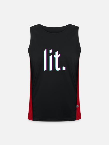 lit. design glitch - Men's Functional Contrast Tank Top  - black/red - Front