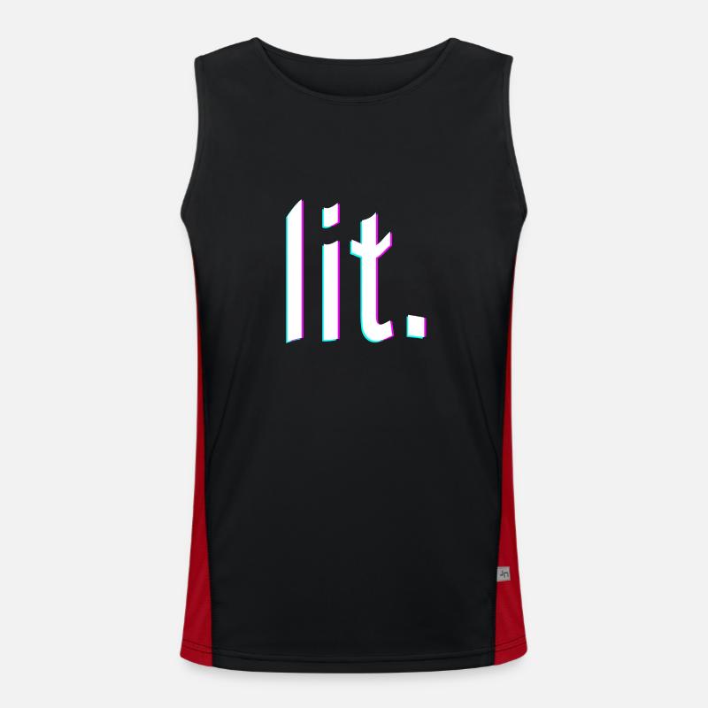 lit. design glitch - Men's Functional Contrast Tank Top  - black/red