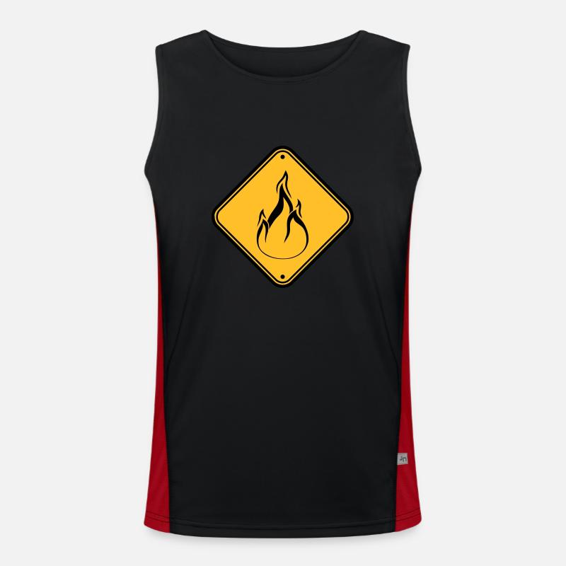 note shield warning caution caution hazard feu Men's Functional Contrast Tank Top 