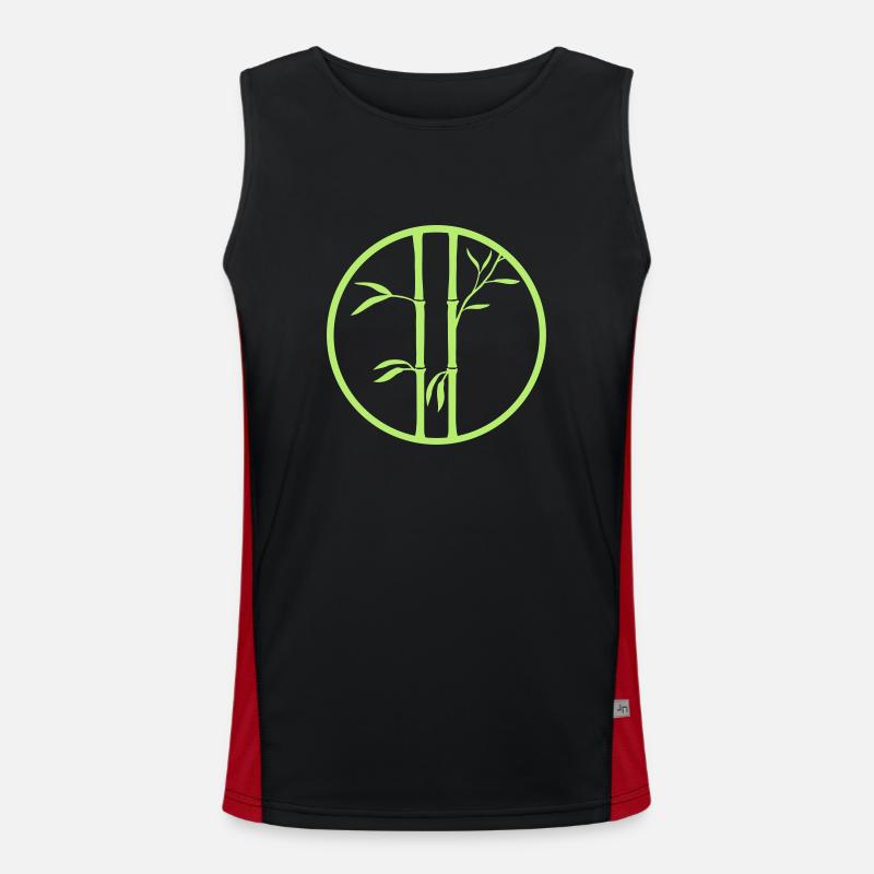 logo ring 2 bambus pflanzen kreis rund silhouette Funktionelles Kontrast-Tank Top für Männer 