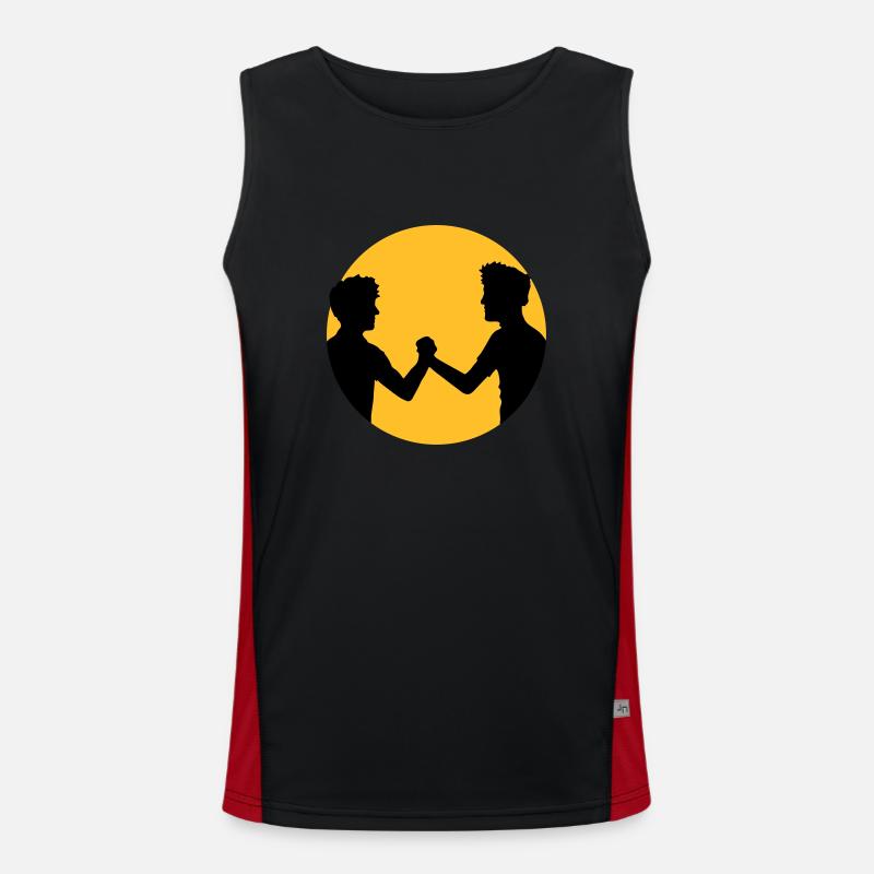 sonne kreis rund 2 freunde team paar brueder hands Funktionelles Kontrast-Tank Top für Männer 