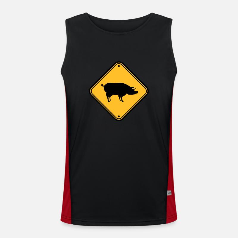 sign danger warning caution caution silhouette out Men's Functional Contrast Tank Top 