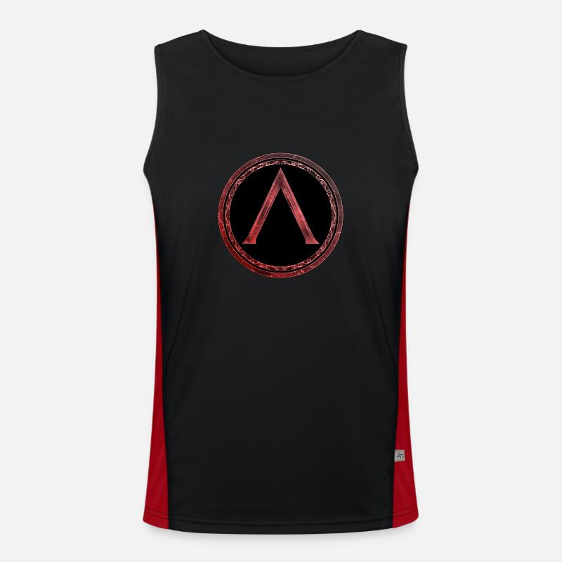 Symbole Sparta Lambda Feu celtique rouge Débardeur respirant contrasté Homme 