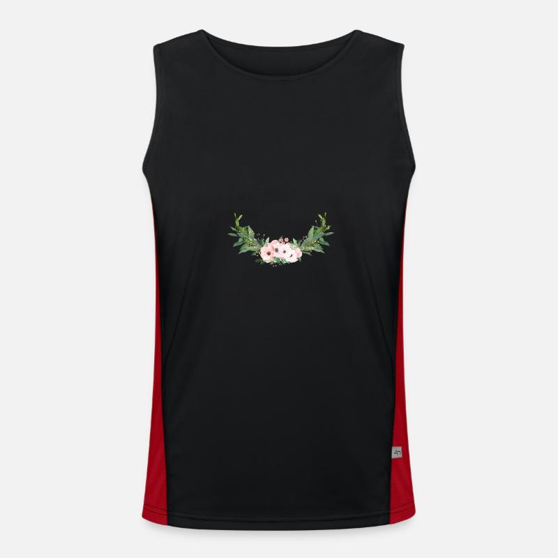 (halbkranr_spring_roses_rosa_gelb) Funktionelles Kontrast-Tank Top für Männer 
