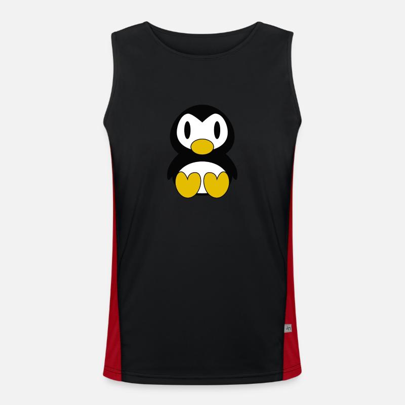 cute penguin penguins penguin chick bird nursery Men's Functional Contrast Tank Top 