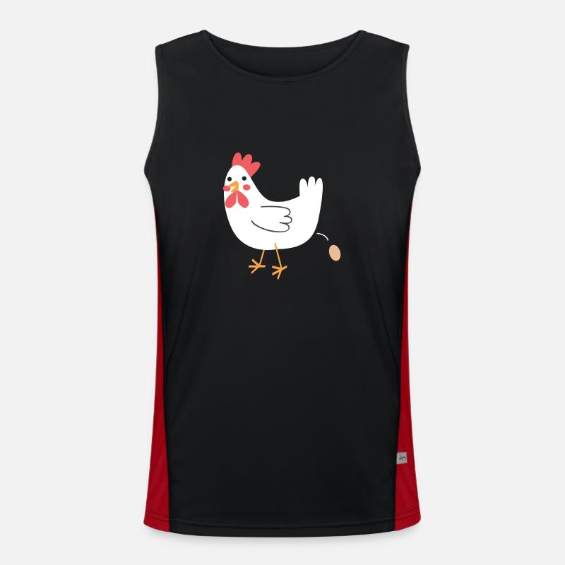 Chicken pooping an egg! - Men's Functional Contrast Tank Top  - black/red