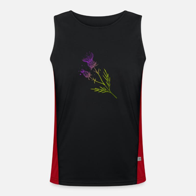 Schottland Distel Blume Tattoo Design Geschenkidee Funktionelles Kontrast-Tank Top für Männer 