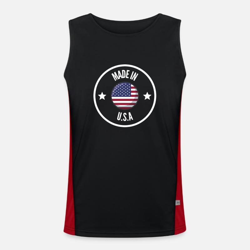 MADE IN USA White - Men's Functional Contrast Tank Top  - black/red