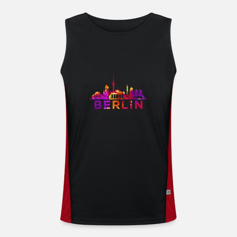 Berlin Skyline Impression Souvenir Gift Idea Men's Functional Contrast Tank Top 