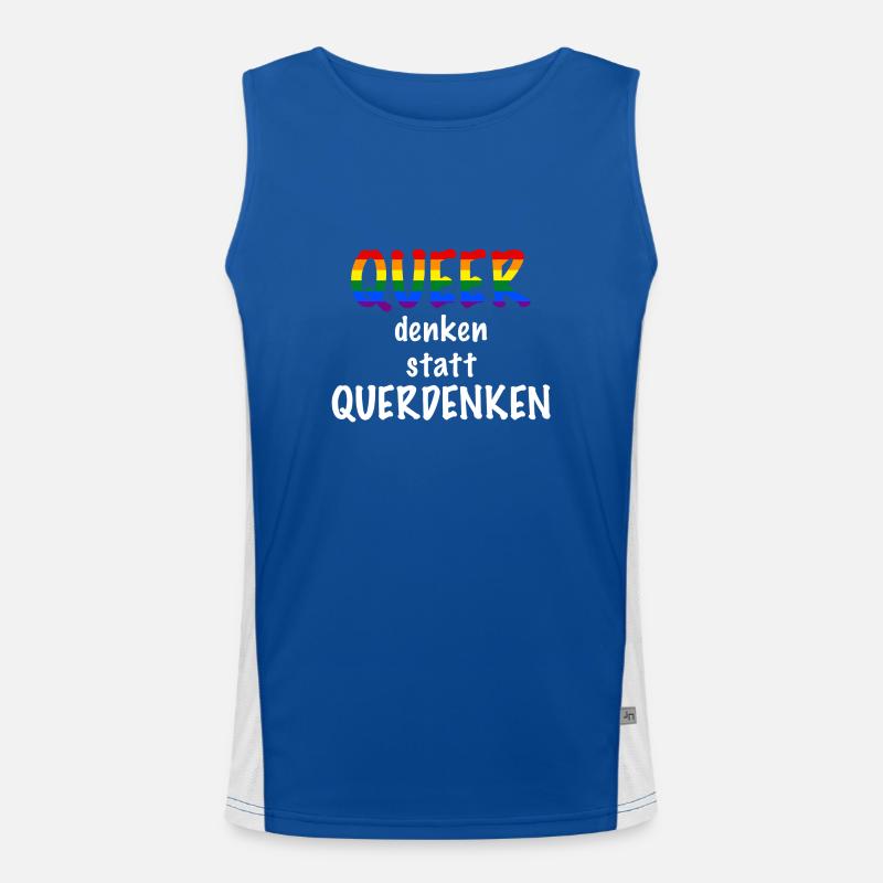 Queer denken statt Querdenken (White) Funktionelles Kontrast-Tank Top für Männer 