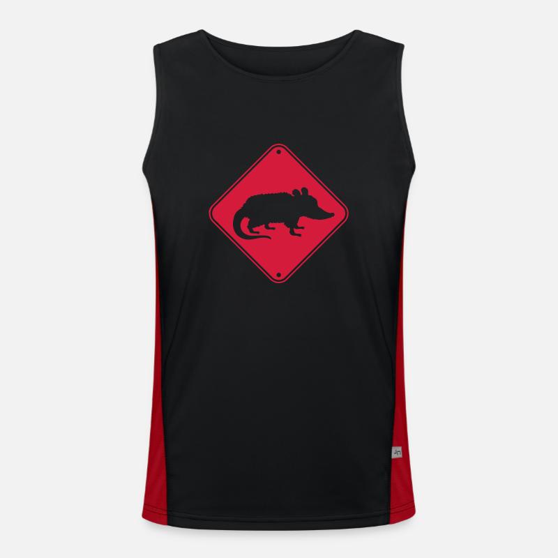 Schild Gefahr Opossum Funktionelles Kontrast-Tank Top für Männer 