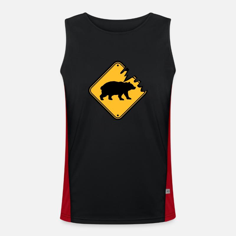 Schild Bär Lebensgefahr Funktionelles Kontrast-Tank Top für Männer 