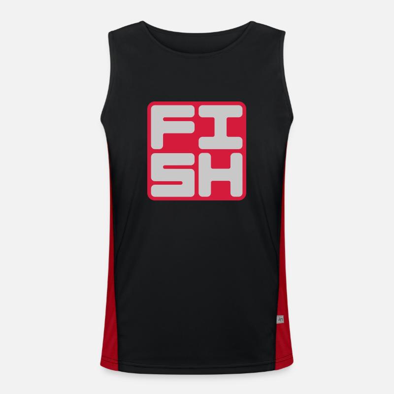 Text Logo Fish Men's Functional Contrast Tank Top 