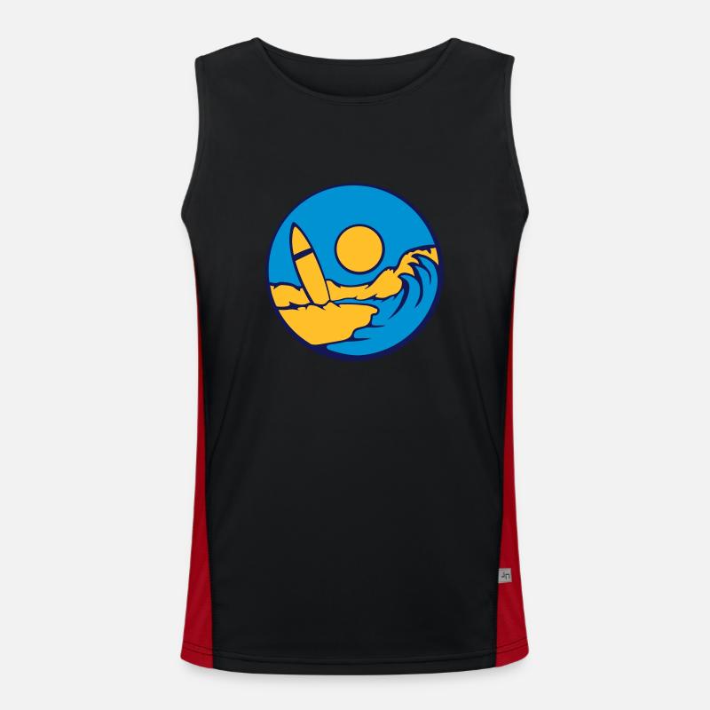 Surfboard Beach Wave - Men's Functional Contrast Tank Top  - black/red