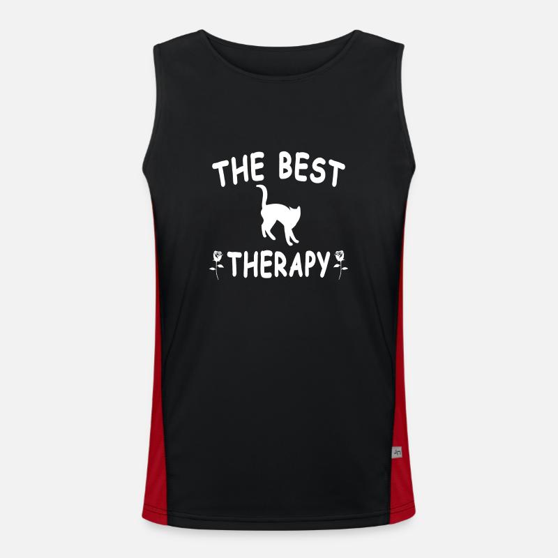 Cat - Men's Functional Contrast Tank Top  - black/red