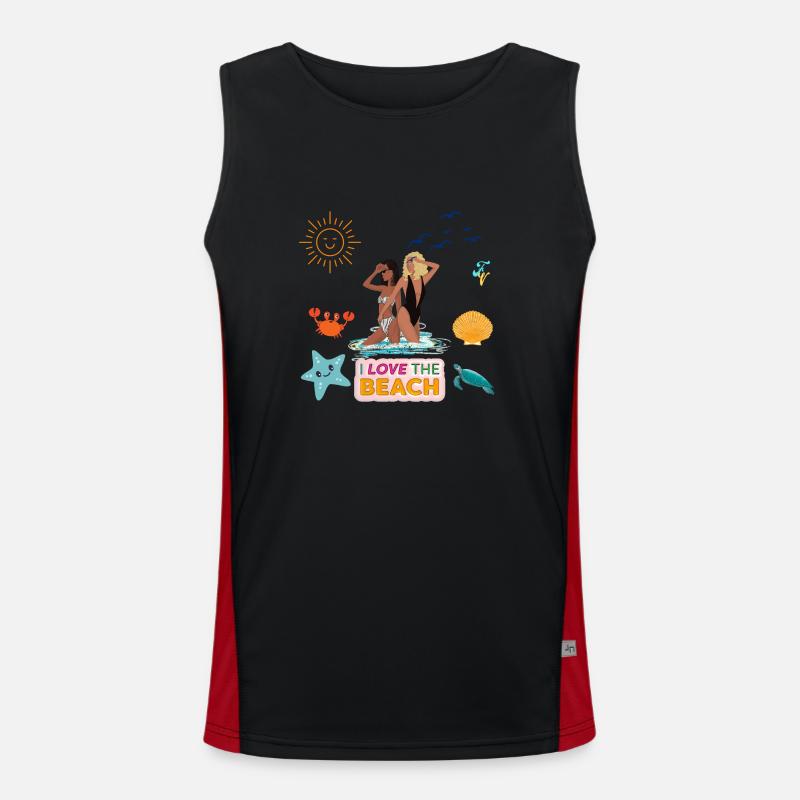 Ich liebe den Strand Funktionelles Kontrast-Tank Top für Männer 