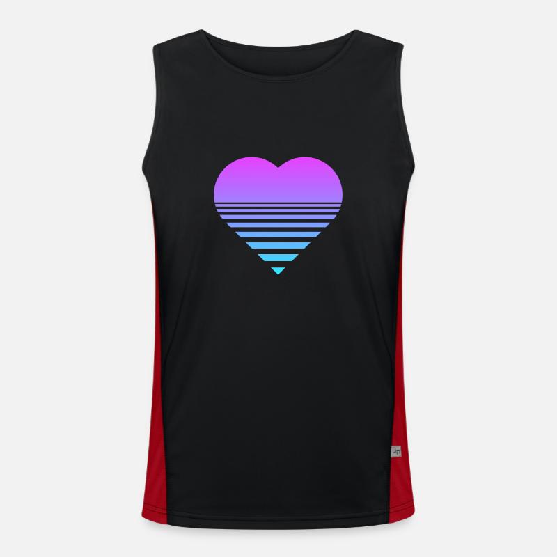 Synthwave Heart Funktionelles Kontrast-Tank Top für Männer 