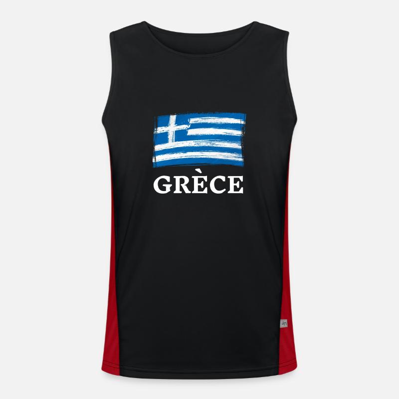 Grèce Drapeau Grec Vacances Voyages Pays Débardeur respirant contrasté Homme 