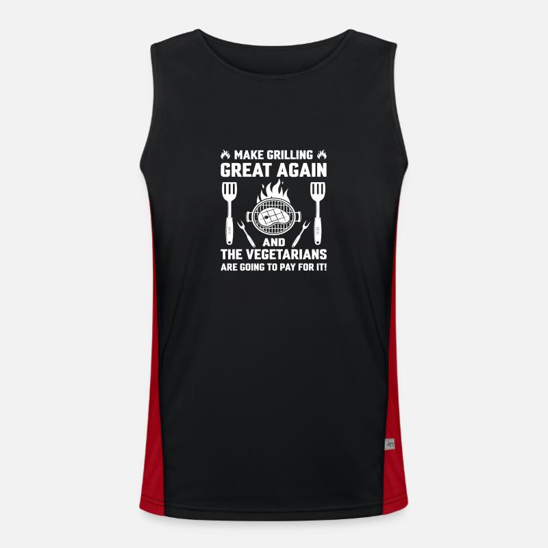 Make grilling great again - Men's Functional Contrast Tank Top  - black/red