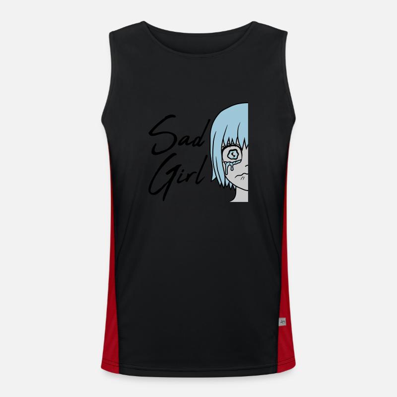 Sad Girl face crying Men's Functional Contrast Tank Top 