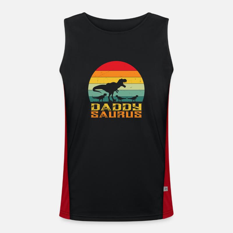 Daddy Saurus father saurus - Men's Functional Contrast Tank Top  - black/red