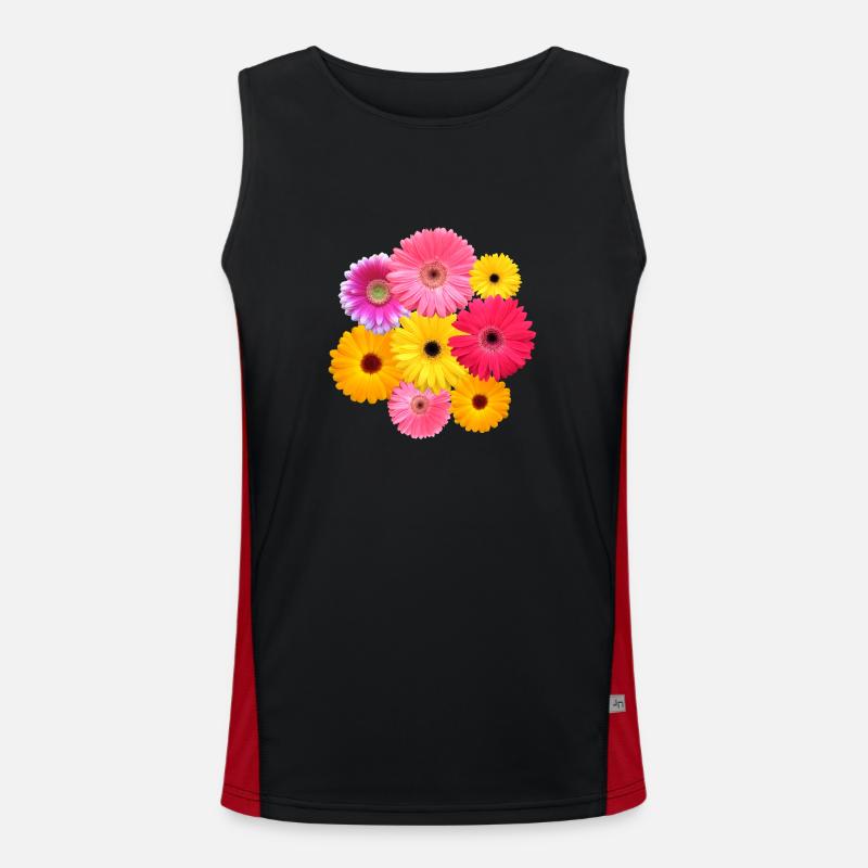Gerbera fleur colorée fleurs Gerberas fleurs florales Débardeur respirant contrasté Homme 