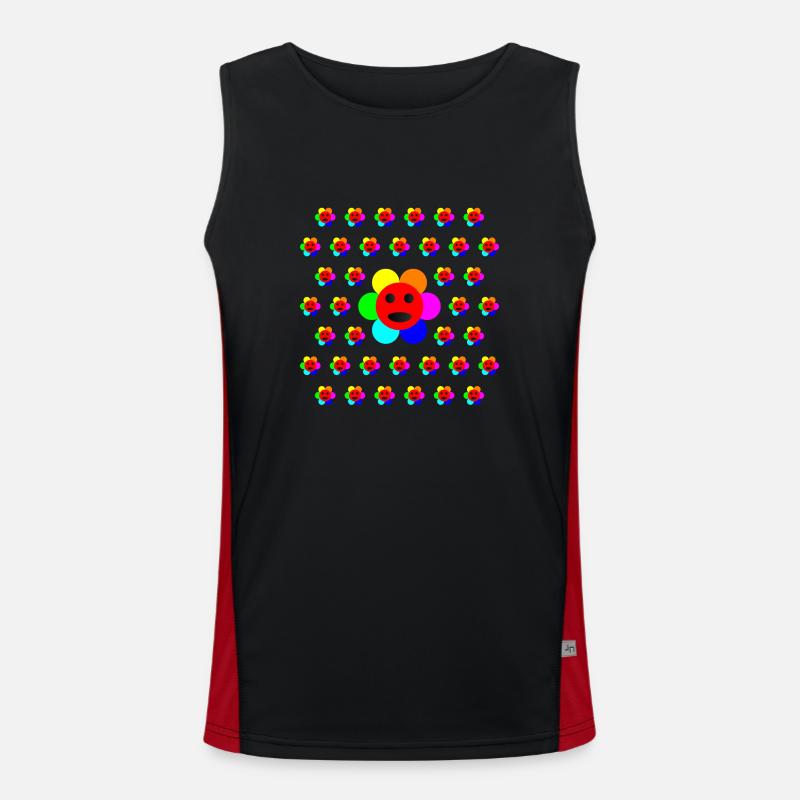 Psycho-Flower - Optical Art Funktionelles Kontrast-Tank Top für Männer 