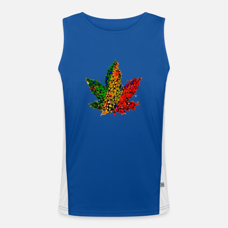 🥦 Hanfblatt - Low Poly - Reggae Version 🥦 Weed Funktionelles Kontrast-Tank Top für Männer 