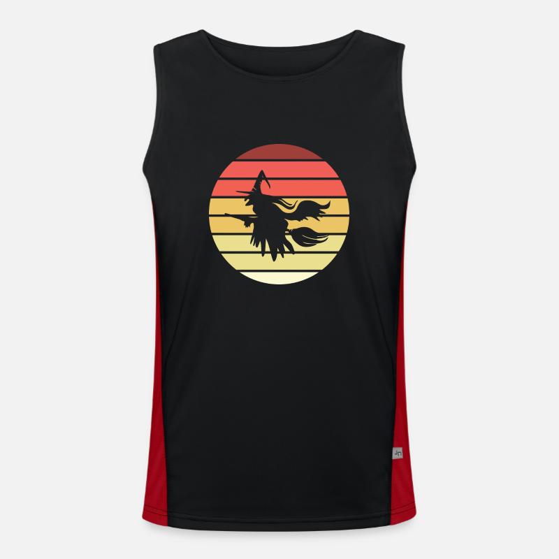 Witch's broom Helloween Retro Style Vintage Men's Functional Contrast Tank Top 