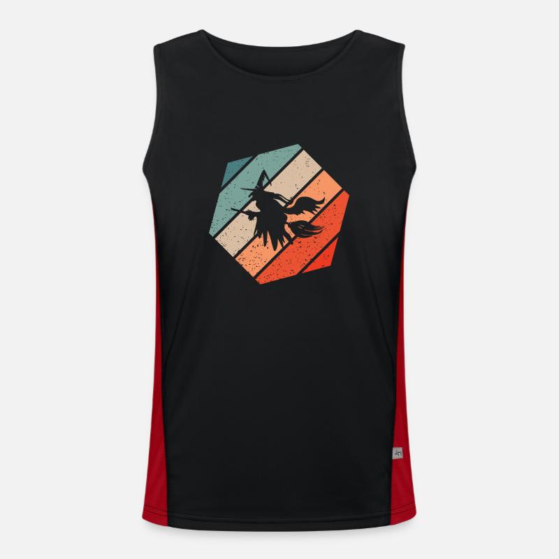 Witch's broom Helloween Retro Style Vintage Men's Functional Contrast Tank Top 